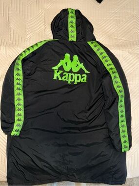 Kappa Black Jacket with Neon Green Logo & Tape